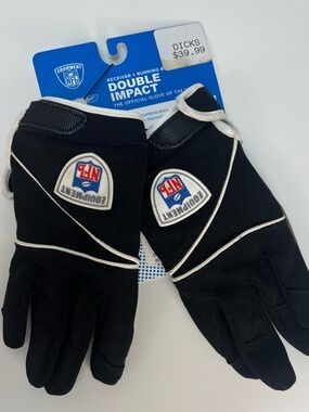 NFL Equipment Football Receiver Gloves DOUBLE IMPACT Running Back MEDIUM Nonslip